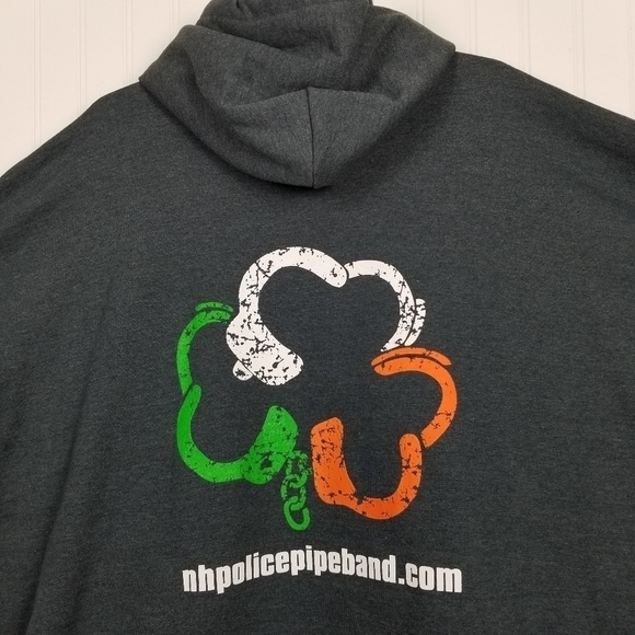 Hoodie Sweatshirt Pull Over Graphic NHPA Bag Pipes & Drums Irish Pockets Police - Picture 6 of 12